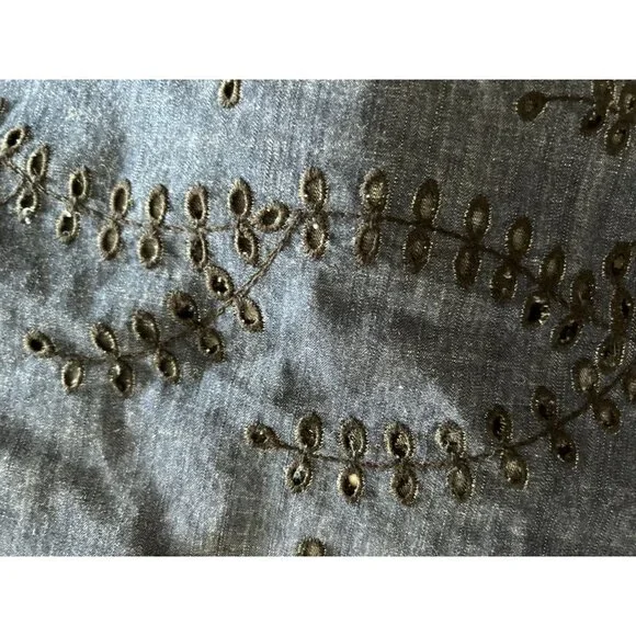 Yigal Azrouel Pants Lightweight Eyelet Trousers Blue Black Embroidery Size 6